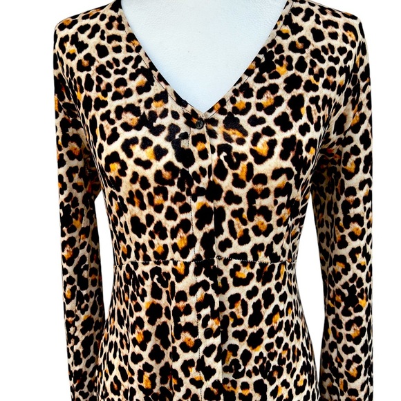 Zara Leopard Print  Long Sleeve V Neck  Dress Animal Print - Picture 2 of 6